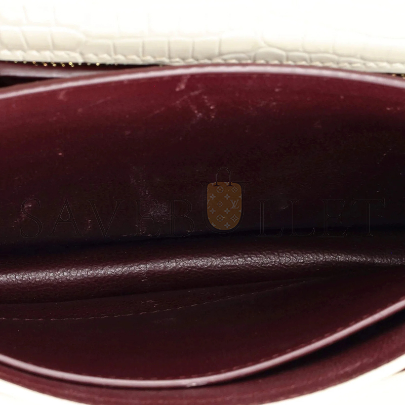 YSL CASSANDRA EMBOSSED CLASP BAG WHITE 532750 (22*16.5*5.5cm)